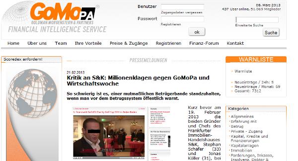 Unbeugsam gegen Finanzbetrüger? So stellt sich das GoMoPa-Portal gern selbst dar. 