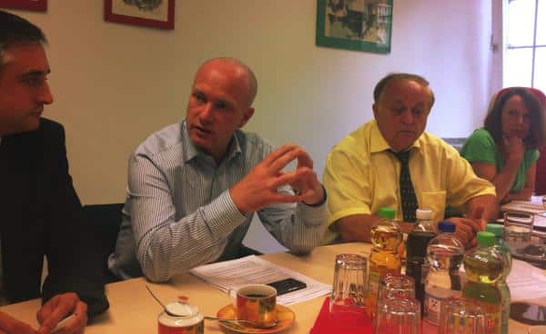 Pressekonferenz zwischen Wahlkampf und Koalitionsräson: Thomas Burger, Joachim Wolbergs, Norbert Hartl und Gertrud Maltz-Schwarzfischer. Foto: as