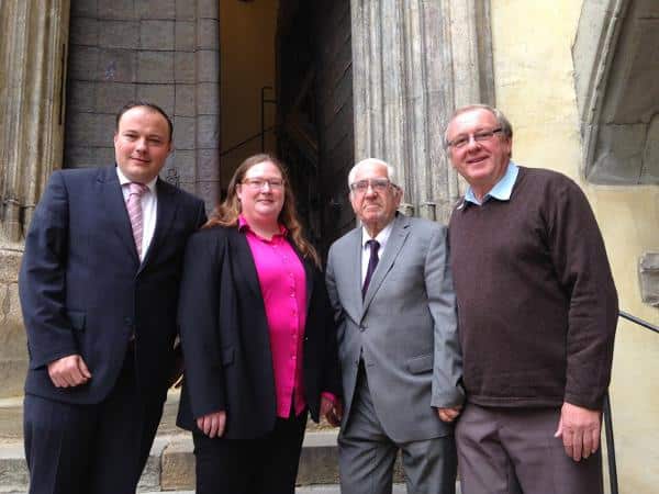 Die schwarze Truppe vom Fleisch der Schwarzen: CSB-Vorsitzender André Schreiber mit den Stadträten Dräxlmaier, Dünninger und Prösl. Foto: pm