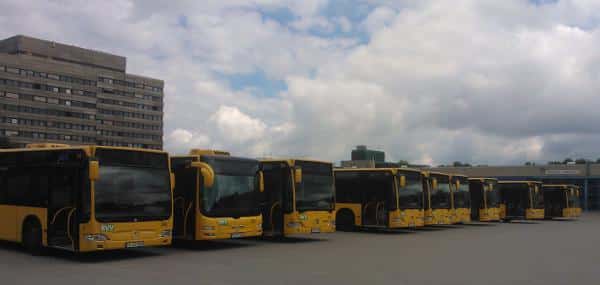 Ein Großteil der RVB-Busse blieb heute stehen. Fotos: pm