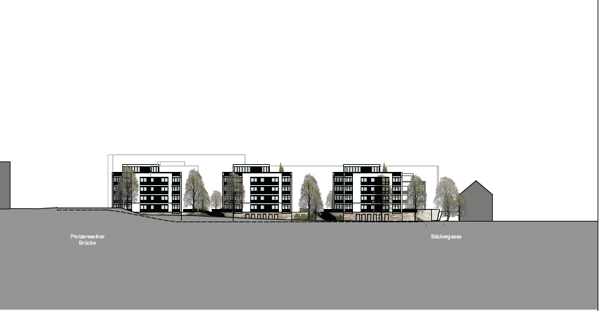 Die Südansicht der geplanten Bebauung. Grafik: GHP Architekten