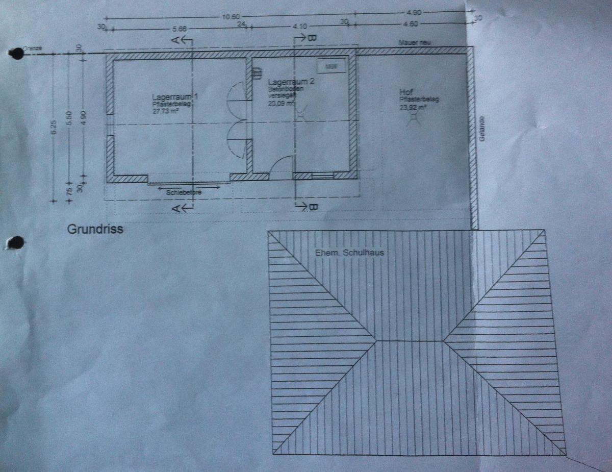 Der Plan, den die Gemeinde Schierling mit dem Förderantrag bei der regierung eingereicht hat. Für zwei Räume mit rund 48 Quadratmetern und gepflasterte, zum Teil überdachte Freifläche von rund 45 Quadratmeter veranschlagt die Gemeinde knapp 166.000 Euro.