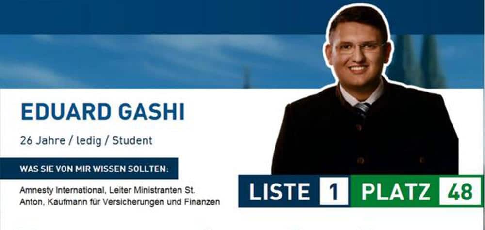 Kandidierte für den Stadtrat, ist jetzt im JU-Vorstand: Eduard Gashi. Foto: pm