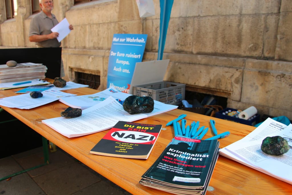 Infostand der AfD am Mittwoch in Regensburg. Fotos: Roth