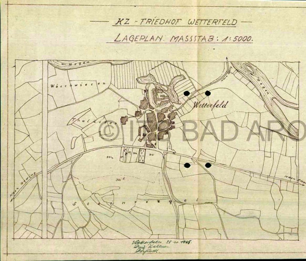 Der Wetterfelder Friedhof mit 52 Gräbern Ende Oktober 1945.