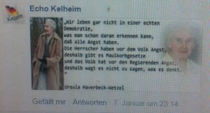 Ikone von "Echo Kelheim": die Holocaustleugnerin Ursula Haverbeck.