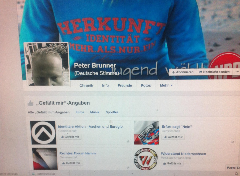 Bekennender Rassist: Peter Brunner. Screenshot: Archiv/ Facebook