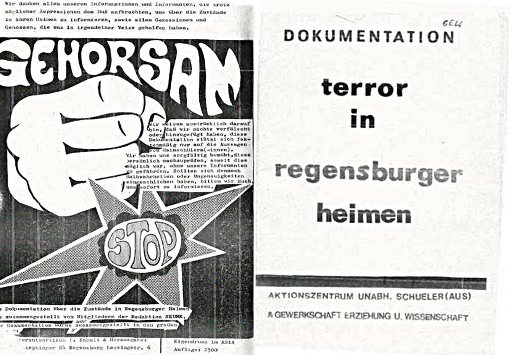 Rief die Polizei auf den Plan: die 1971 erschienen Broschüre "terror in regensburger heimen".