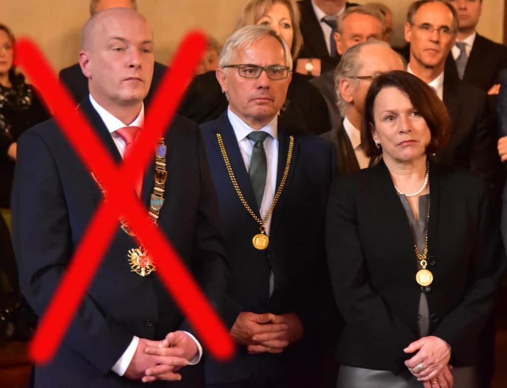 Der OB ist weg, die anderen wollen einfach "ohne Beeinträchtigungen" weiter machen: Joachim Wolbergs, Jürgen Huber und Getrud Maltz-Schwarzfischer (beim diesjährigen Neujahrsempfang). Foto: Staudinger