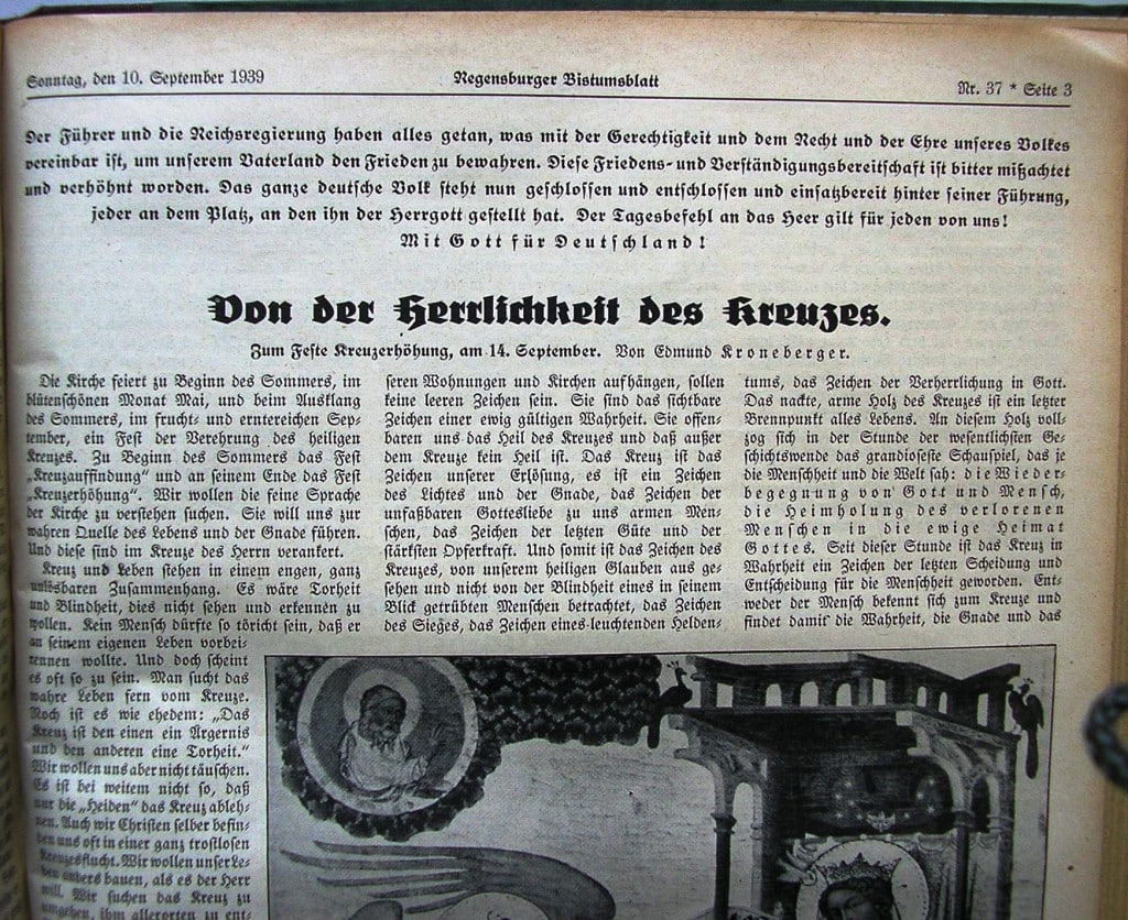 "Mit Gott für Deutschland": So stimmte das Regensburger Bistumsblatt die Bevölkerung 1939 auf 