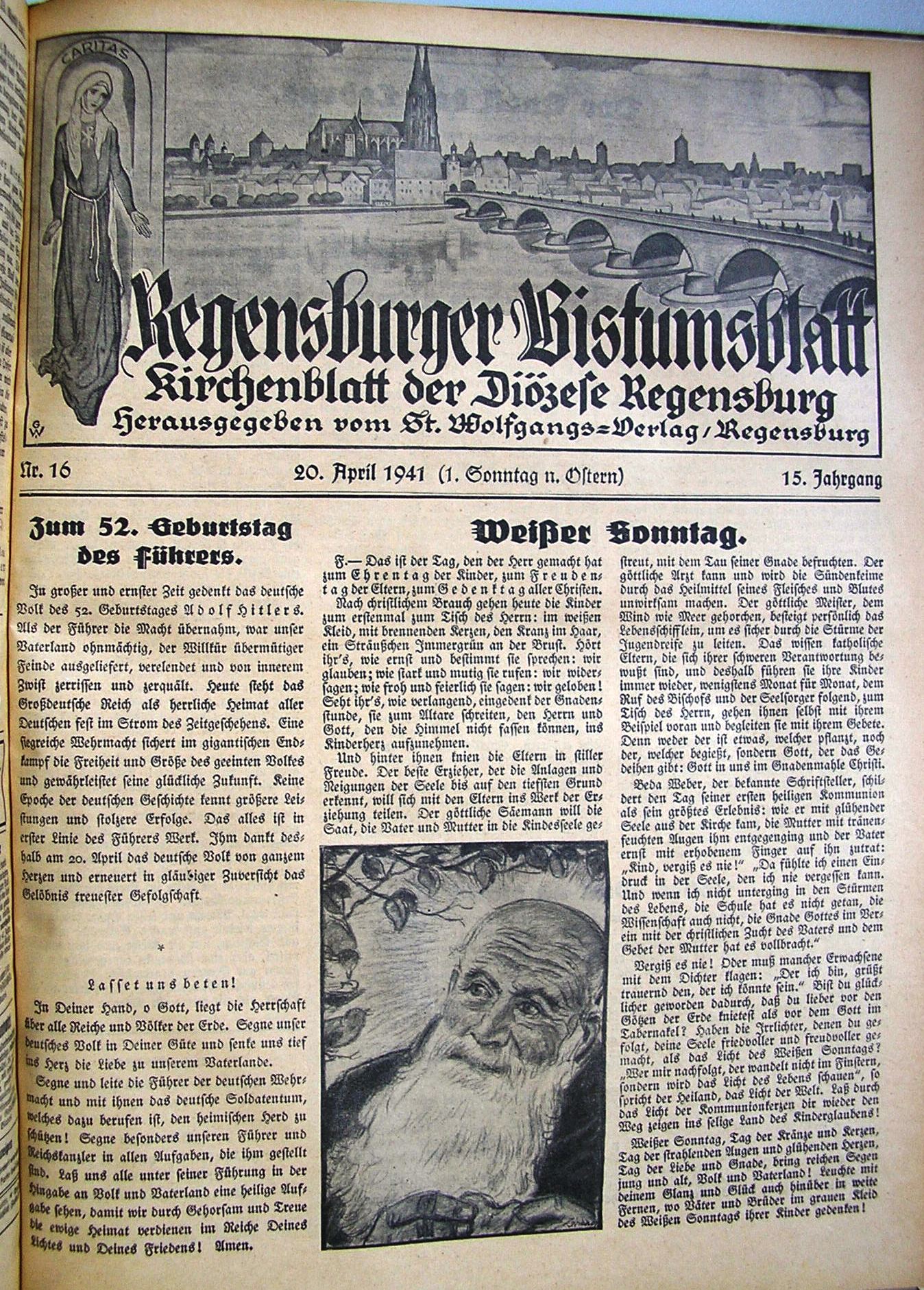 Das Bistumsblatt jubiliert "zum 52. Geburtstag des Führers".