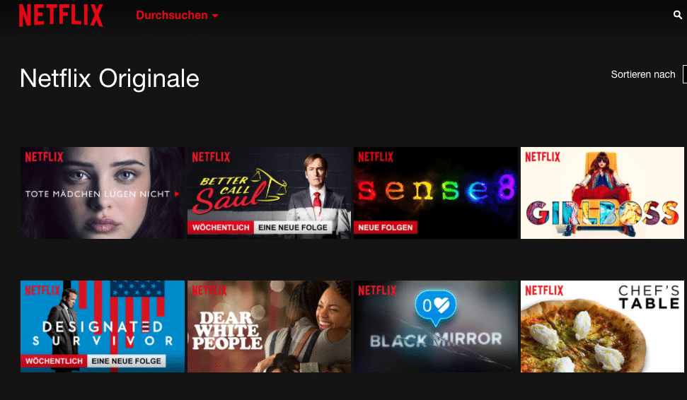 Eine aktuelle Netflix-Startseite. Screenshot: om