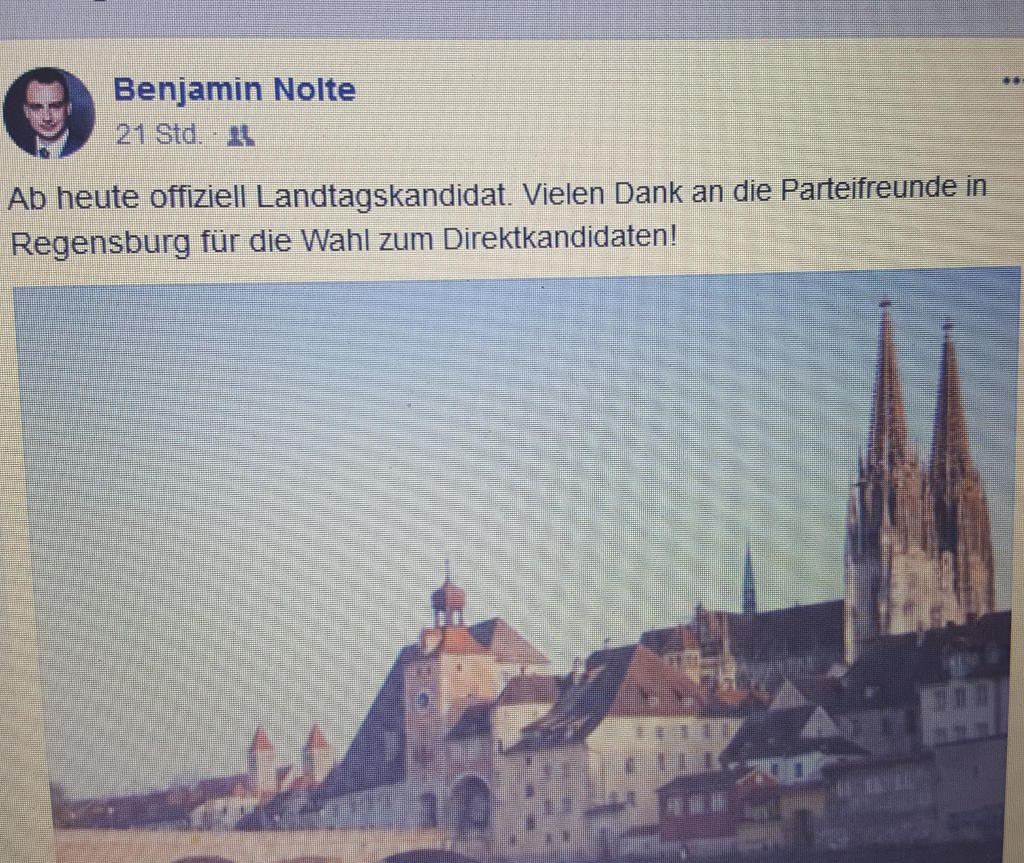 Freut sich auf seiner Facebook-Seite über die Nominierung: Benjamin Nolte. Screenshot: Facebook